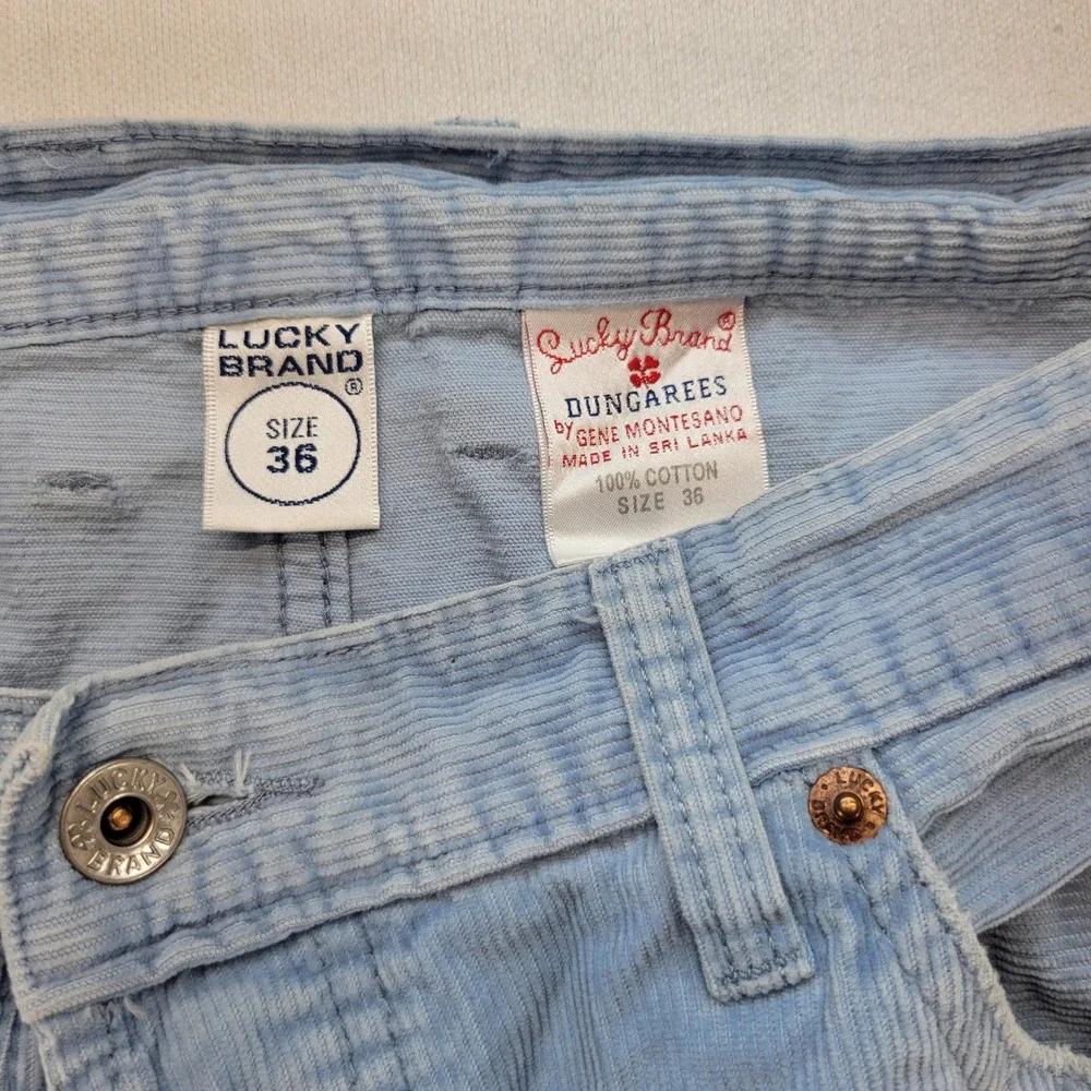 Lucky Brand Corduroy Pants Mens 36 Blue Casual Straight Leg Button Fly